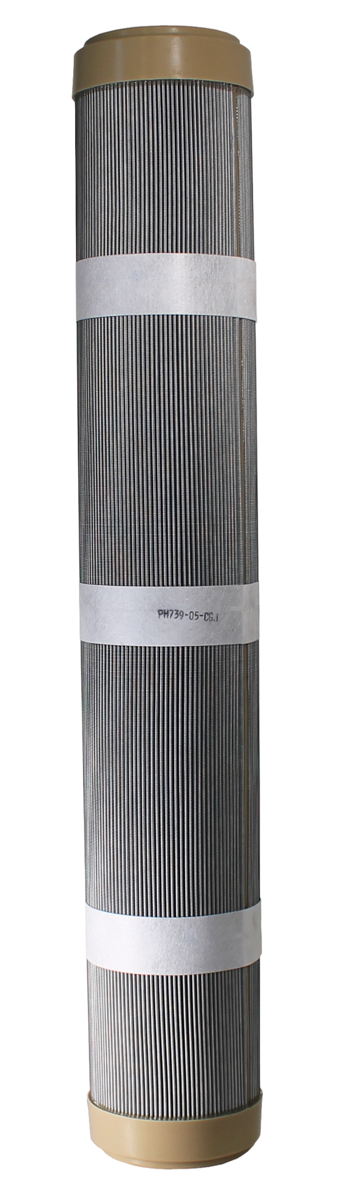 Anti-static cartridge with a cylindrical design featuring a textured filter surface, suitable for use in various industrial applications to reduce static electricity.