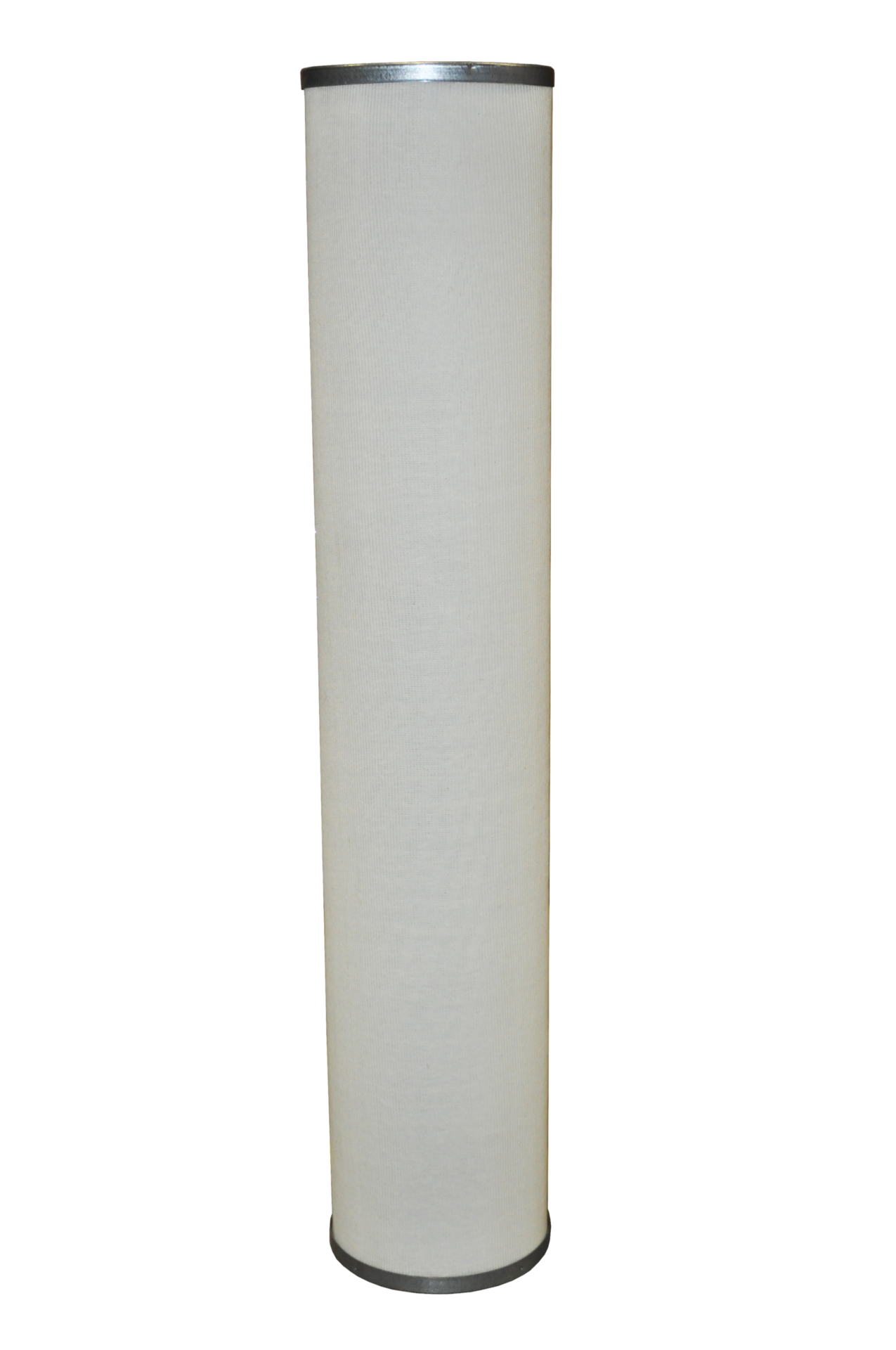 White cylindrical demister filter designed for efficient separation of liquid droplets from gas streams, commonly used in industrial applications.